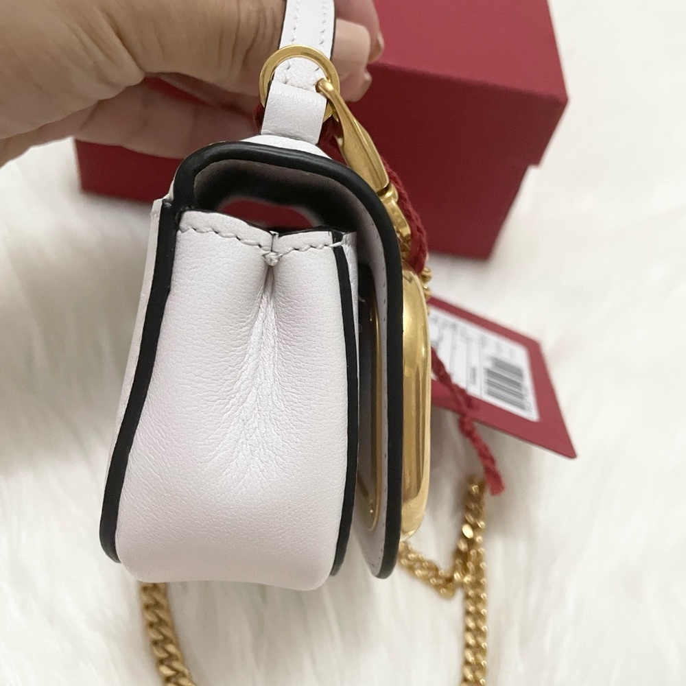 Valentino Garavani White Mini VLogo Top Handle Bag with Gold Hardware - Picture 9 of 12
